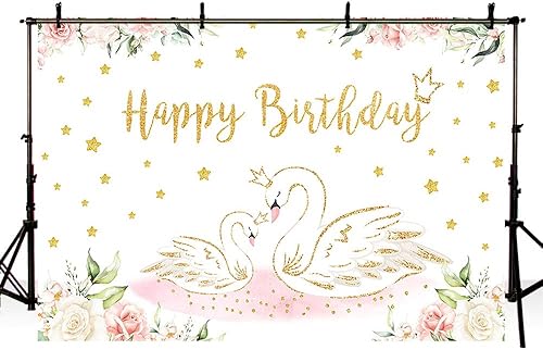 Miniatura 4 de Sendy telón de fondo de cumpleaños de princesa cisne de 7 x 5 pies, suministros para decoración de fiesta de cumpleaños, decoración para niña,