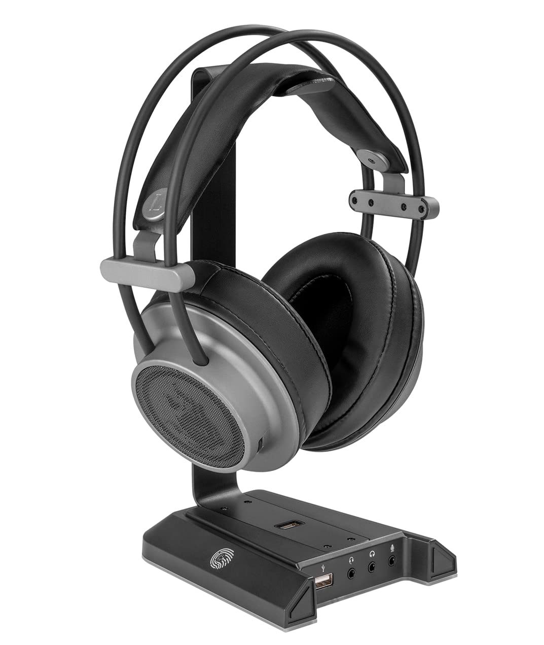 my wall HK2L - Soporte para Auriculares con Efecto de luz RGB y Efecto Envolvente Virtual 7.1, con 2 Puertos USB, Soporte para Auriculares para Juegos para Todos los Auriculares en Color Negro