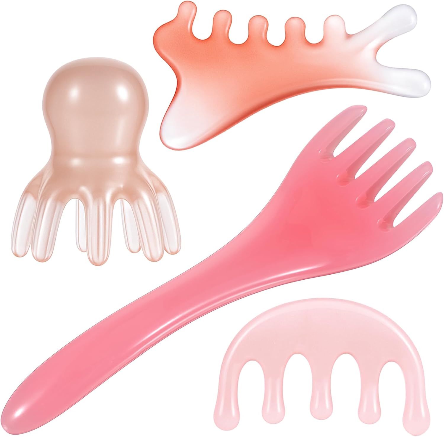 4 Pcs Head Massager Scalp Comb Resin Scalp Stress Relax Tool Gua Sha Five Claw Massage Tool Manual Head Scratcher Soothing Heads Relaxation Tools for Birthday Mother’s Day Father’s Day Gifts