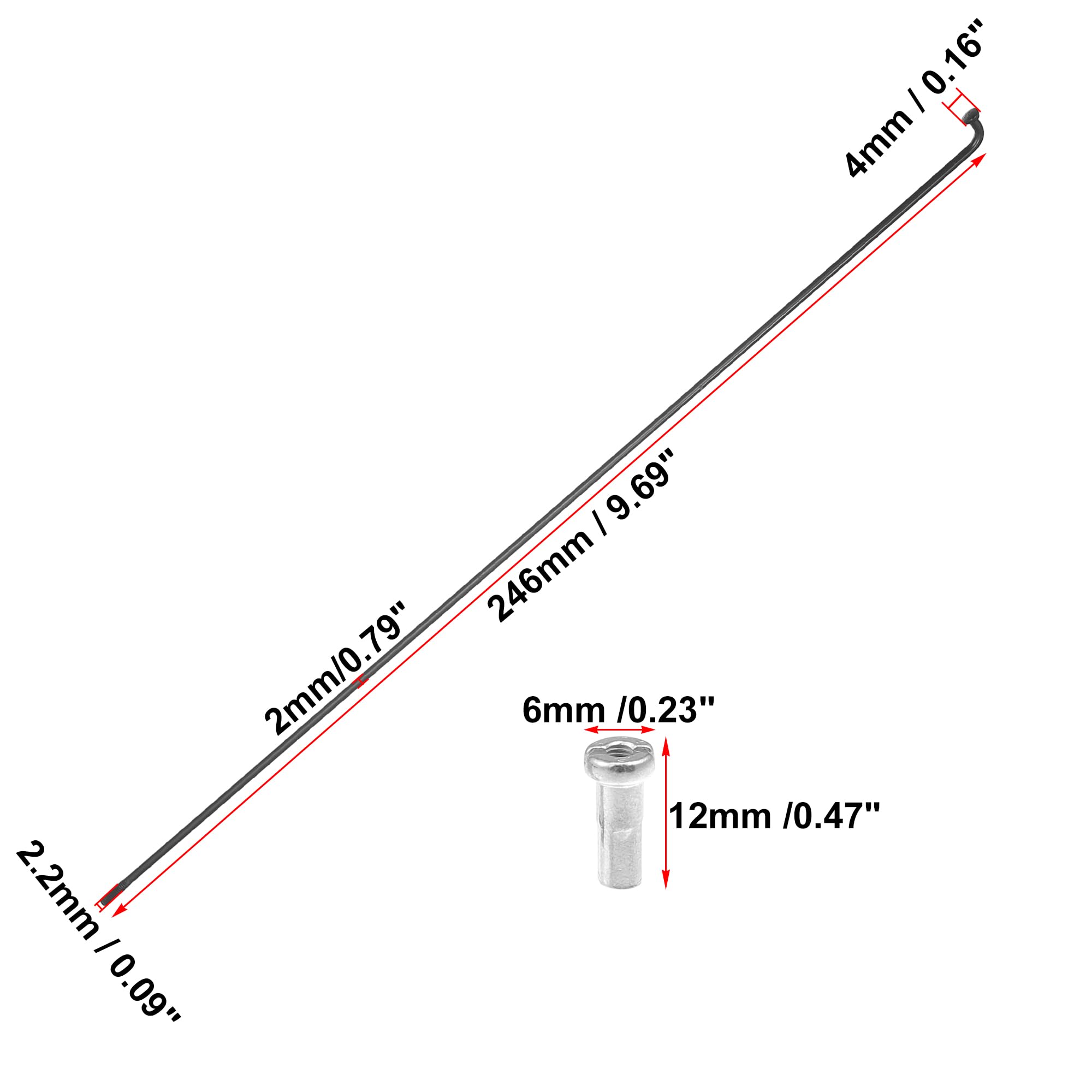 Penny 22 QUARKZMAN 36pcs 14G J Courbure Vélo Acier Rayons 6,97