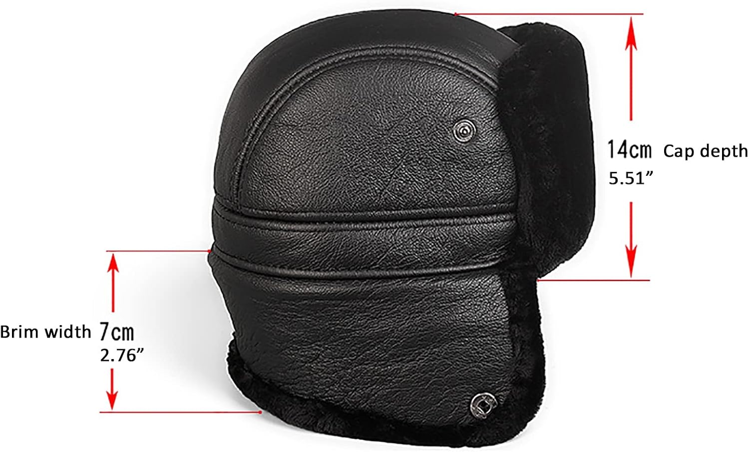 Winter Hats,Bomber Hat Unisex Trapper Trooper Hat Winter Faux Fur Bomber Hats Hat with Ear Flap for Hiking,Black-7-7 1/8