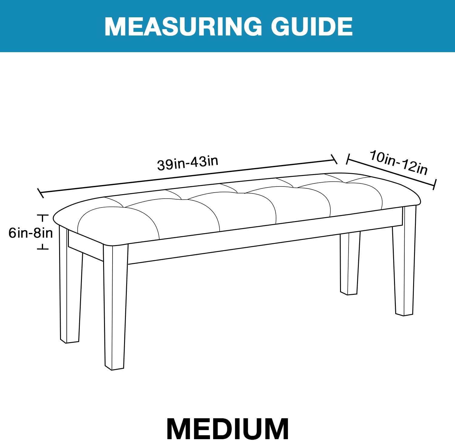 Stretch Bench Covers Removable Washable Khaki Bench Slipcover with Elastic Bottom Medium Bench Protectors Dining Chair Slipcovers for Living Room Kitchen Bedroom (Khaki)