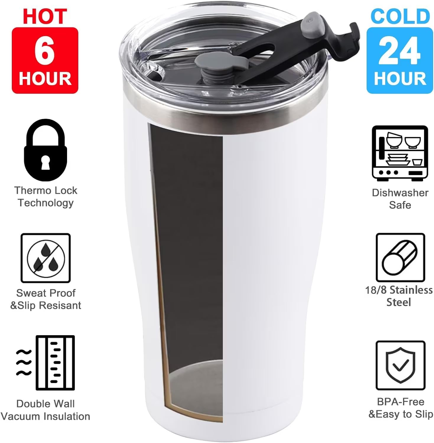 16 Pack 30oz Stainless Steel Tumblers Bulk Reusable Travel Mugs with Lid, Double Wall Powder Coated Coffe Cup for Home, Office, Outdoor Suitable for Vehicle Cup Holders - Image 2