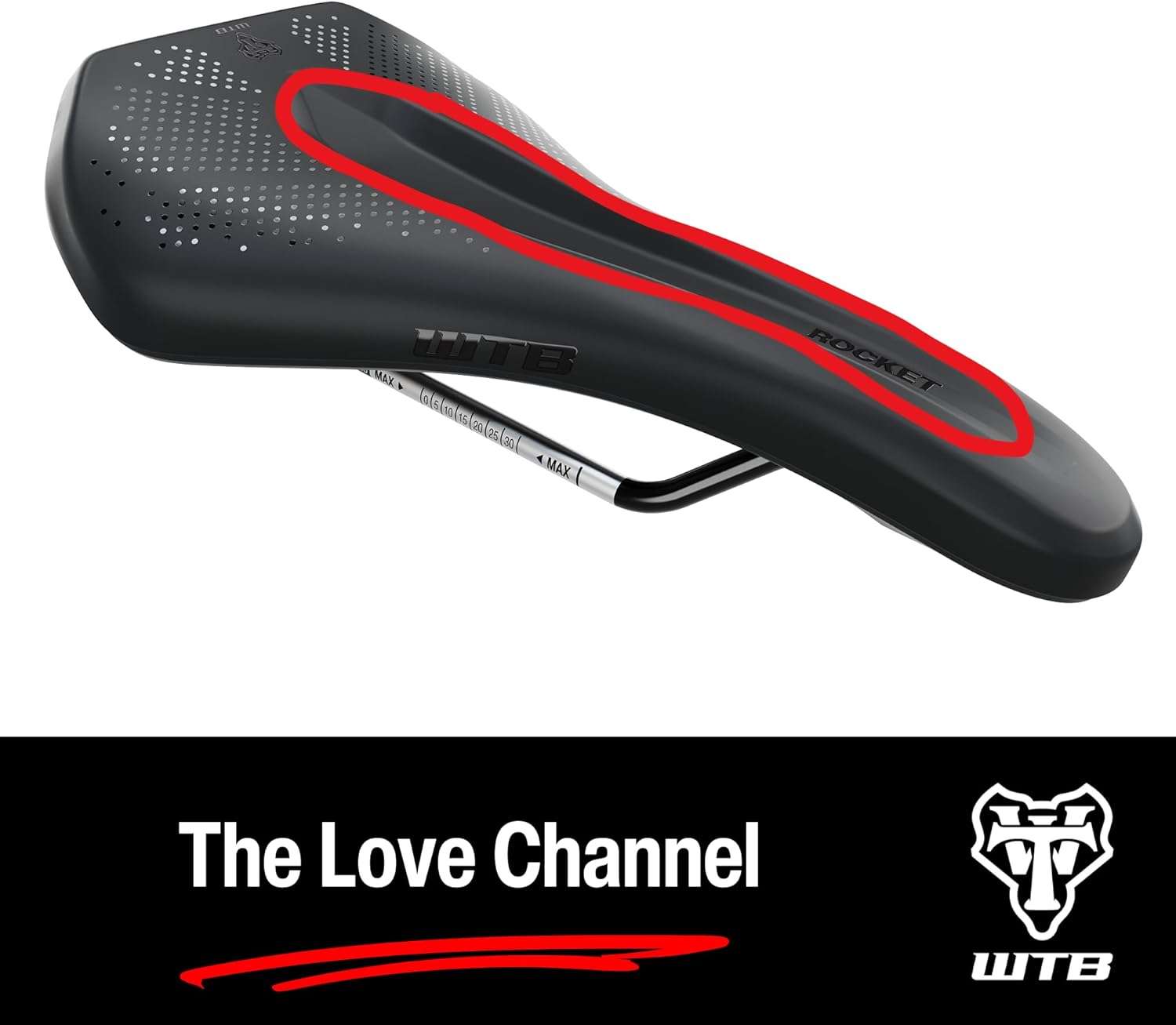 WTB Rocket Mountain Bike Seat (Saddle) - Fusion Form Base - Thick Padding - Handle for Lifting E-Bikes (4 Rail Options)