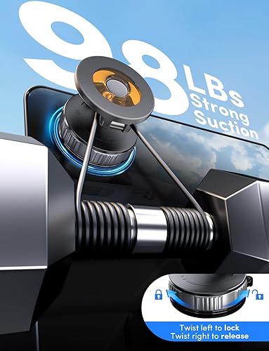 Miniatura 4 de ELWEY Soporte magnético de teléfono al vacío para automóvil, para soporte de automóvil Magsafe para parabrisas, soporte plegable con ventosa para