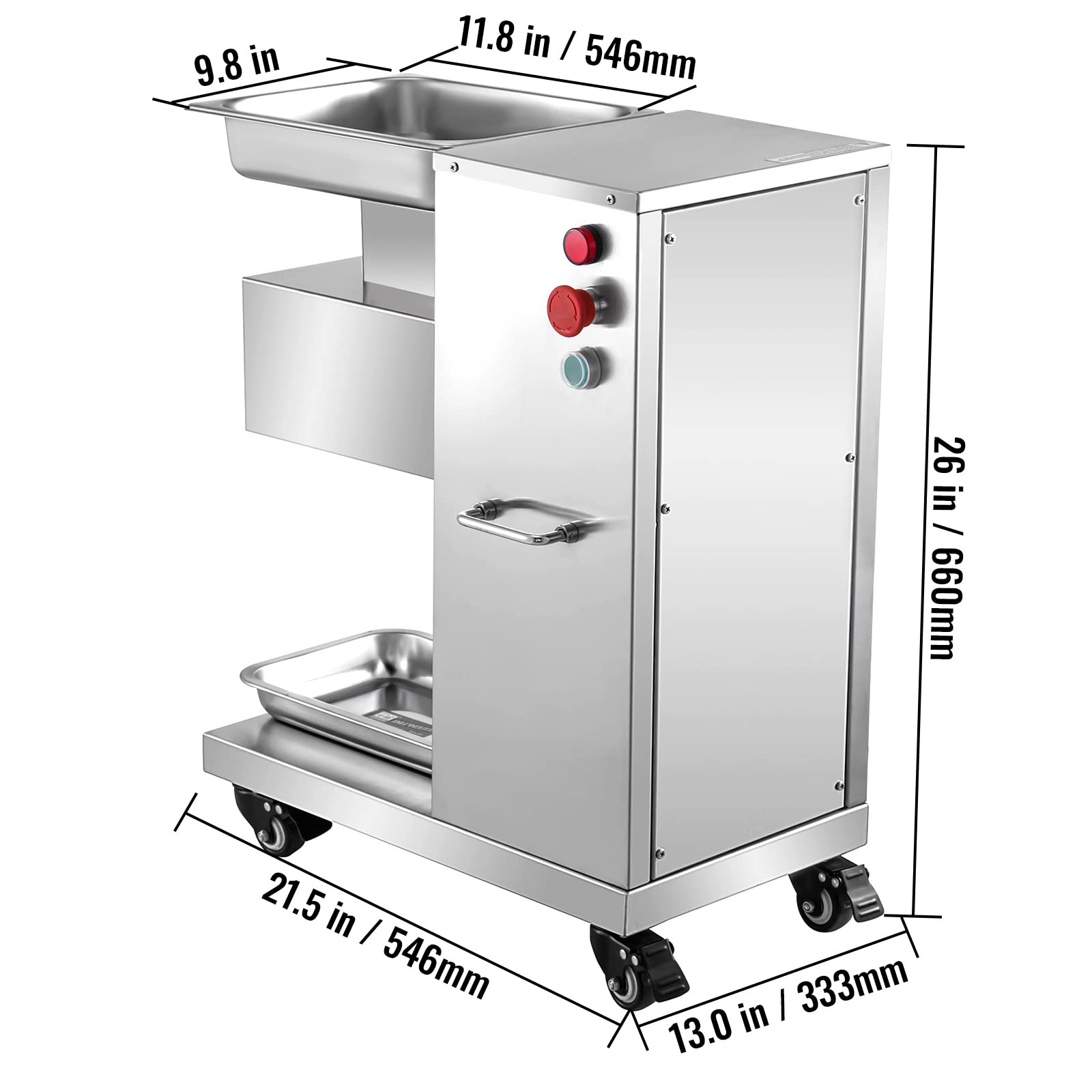 Condition photo showing New/Like New for VEVOR 110V Commercial Meat Cutter Machine 1100LB/H Electric Meat Cutting Machine 750W Commercial Meat Slicer 3mm Blade Restaurant Food Slicer Stainless Steel For Kitchen Restaurant Supermarket