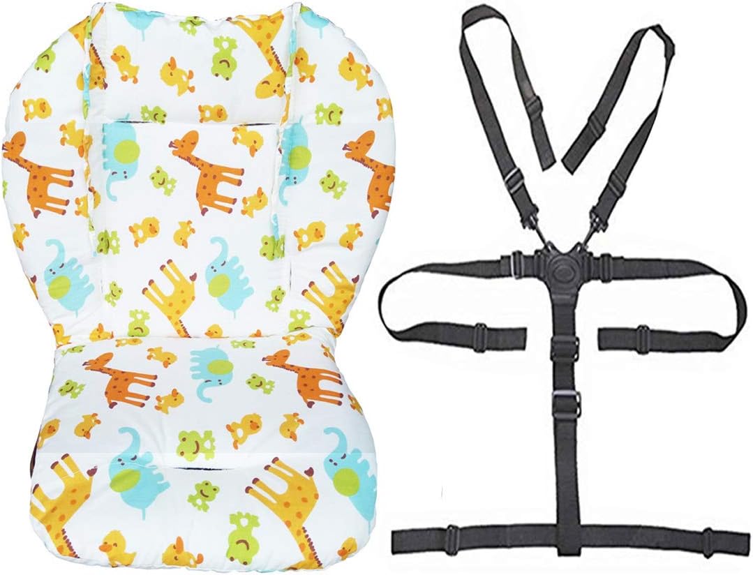 Baby High Chair Seat Cushion Liner Mat Pad Cover and High Chair Straps