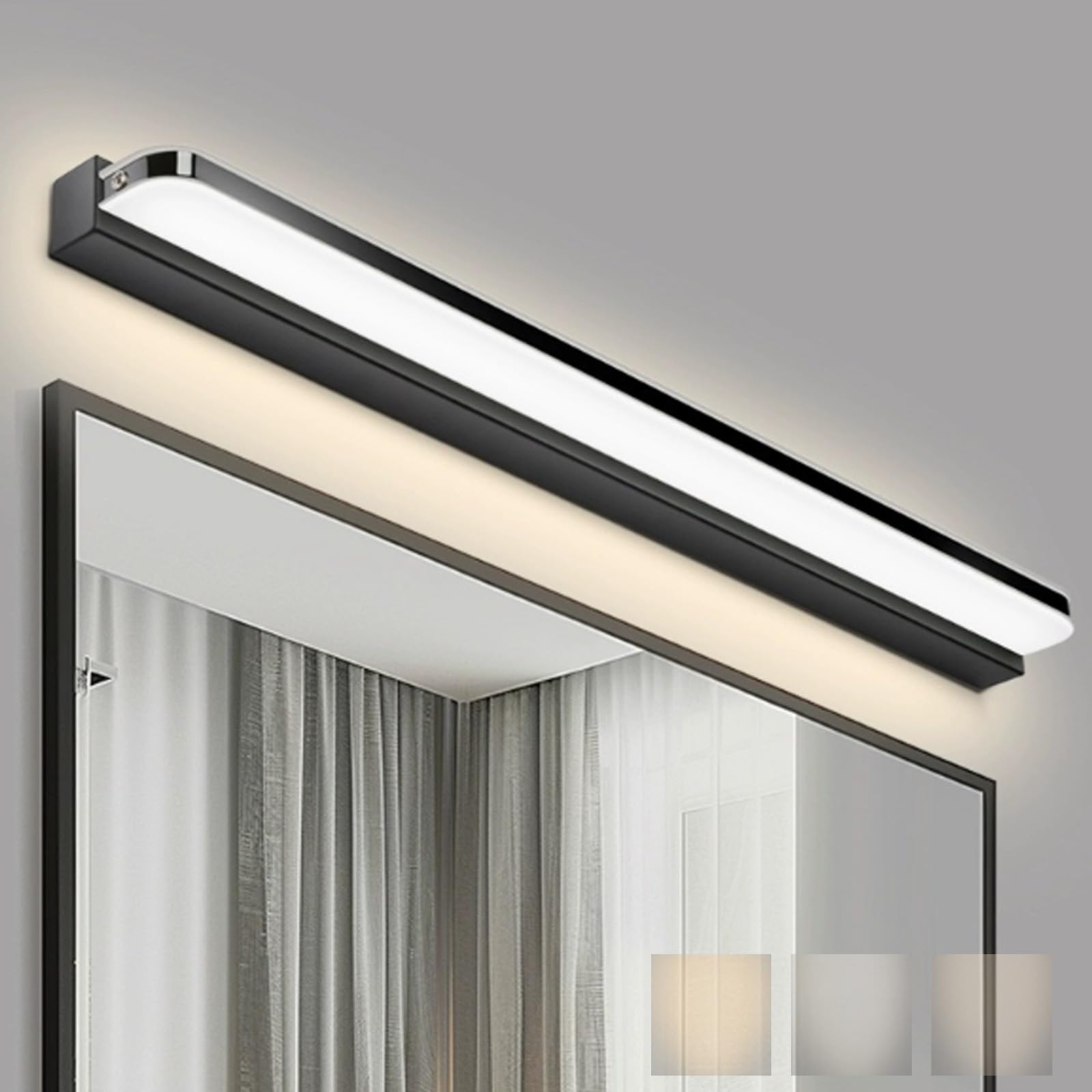 Lámpara de pared interior para espejo de baño LED negro moderno de 52cm 8