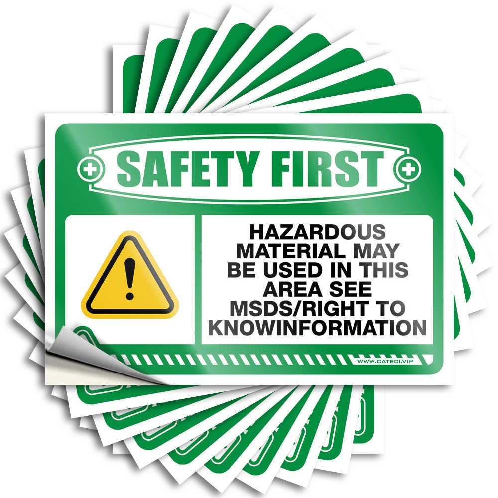 Fzfn Colour Decals Stitch Room Decor Easy Apply | Safety First Hazardous Material May Be Used In Area Happy Helmet Peel And Stick(8X12cm)