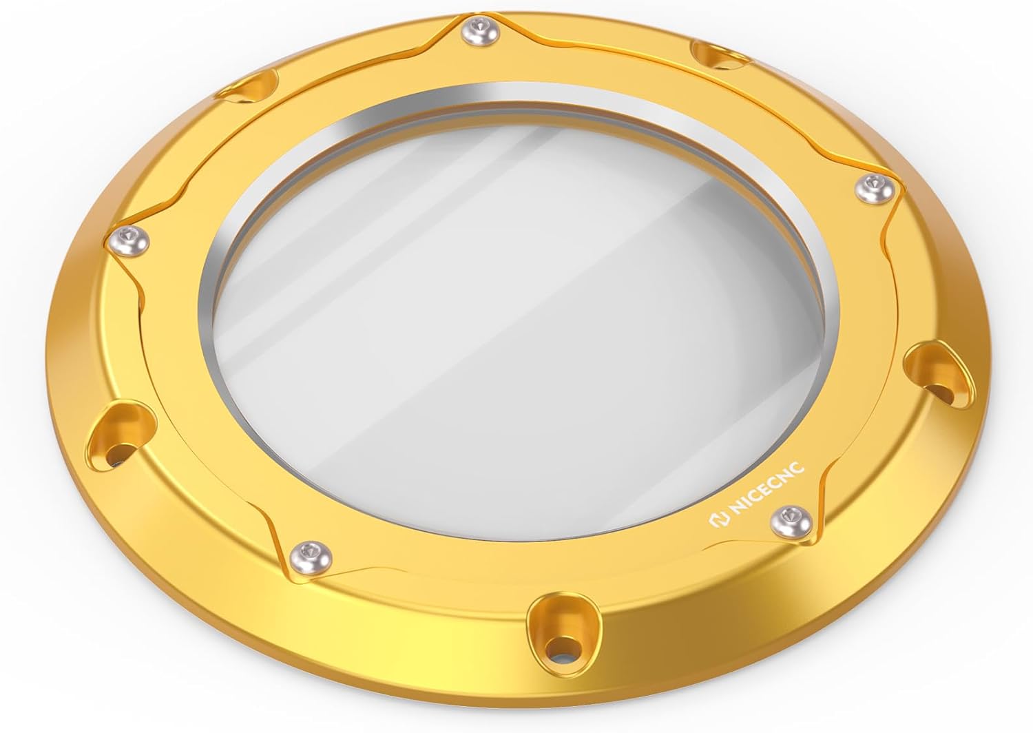 NICECNC Gold Transparent Derby Cover Clutch Cover Primary Side Cover Aluminum CNC Compatible with Harley Ultra Limited Low FLHTKL 2017-2024, Replacement for 25700388, See Fitments