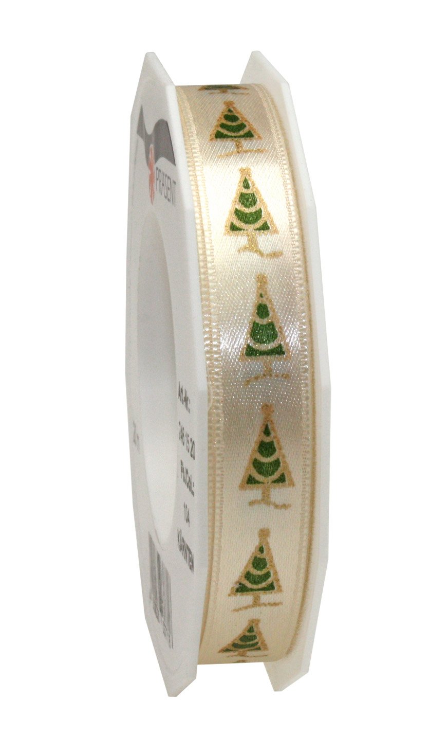 C.E. Pattberg Präsent - Kärnten Printed Satin Ribbon Cream 15 mm width, 20 m length