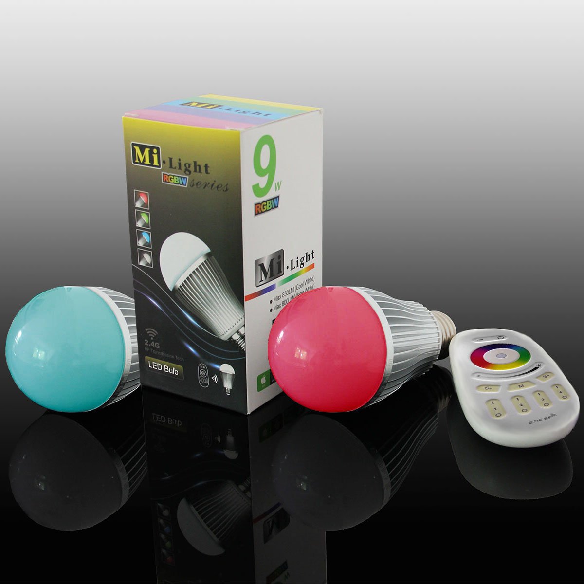 2 X Wi-Fi LED lampada originale Milight® RGB Color Bianco Caldo, 9 W, E27, dimmerabile, con 4 Zone telecomando, Cambia Colore lampadina