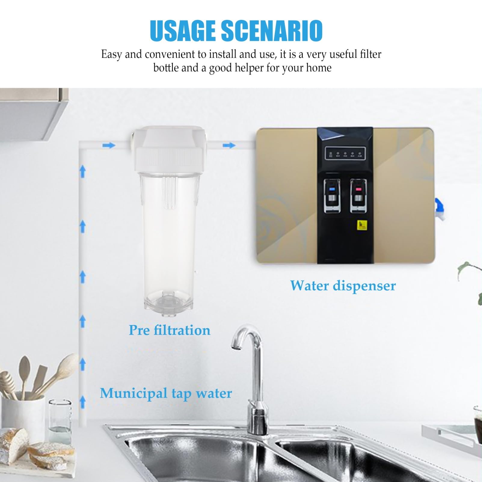 Hemobllo Bouteille Filtrante D’eau 10 Pouces Antidéflagrante en Plastique Pet et Pp, pour Purificateur D’eau la Maison Salle de Bain