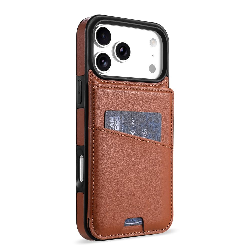 Etui z portfelem do iPhone'a 17/17 Pro/17 Air/17 Pro Max, skórzany portfel, etui na telefon, stojak, ochrona przed upadkiem, biznesowa powłoka ochronna RFID (brązowy, 17 Air)