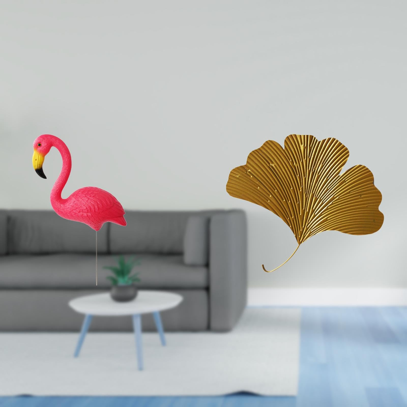 SECRET DESIRE Flamingo Garden Stake Sculpture and Ginkgo Leaves Abstract Wall Sculpture for Holiday Spring Living Room Office Hotel Dining Room Restaurant Farmhouse Yard Art Ornament Fairy Garden Acce-image-11