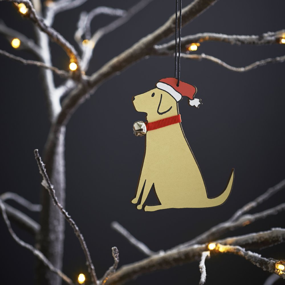 Sweet William Designs Yellow Sweet William Labrador Christmas Decoration, Wood,
