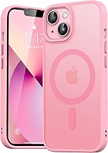 Magnetic Cover for iPhone 13/iPhone 14 Compatible with MagSafe Translucent Matte Back Case, Shockproof Anti-fingerprint Scratch Resistant Protective Case, Pink