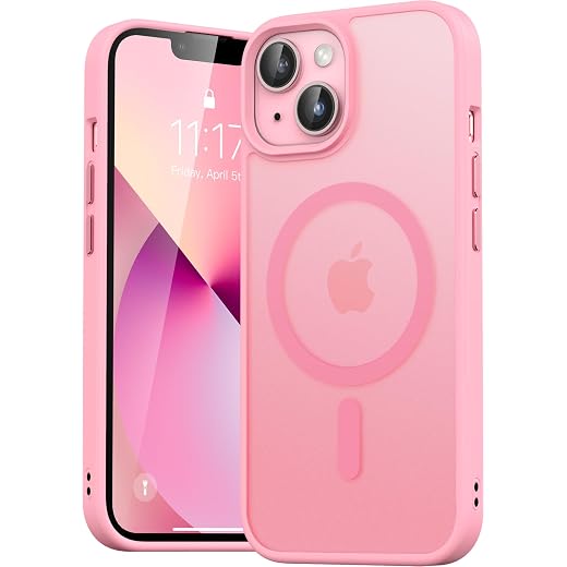 Natiiozie Magnetisch für iPhone 14/iphone 13 Hülle, Matt Handyhülle Kompatibel mit MagSafe, Stoßfest Kratzfest Schutzhülle Nie Vergilbung rutschfest Rückseite iPhone 14/iphone 13 Case 6,1 Zoll Rosa