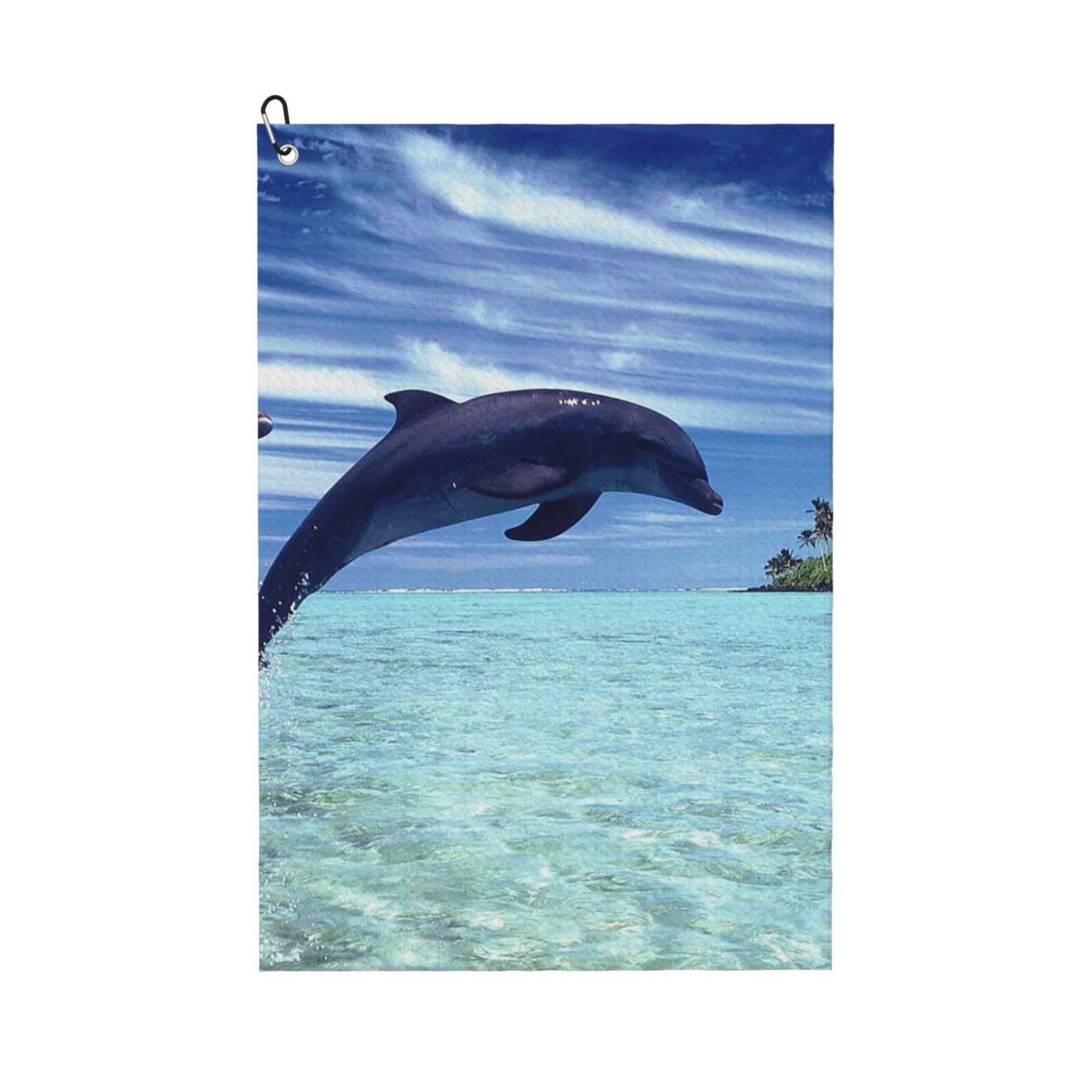 Hnnkloy Jumping Whales, 16x24 in Portable Waffle Golf Towels with Carabiner Clip for Golf Bag