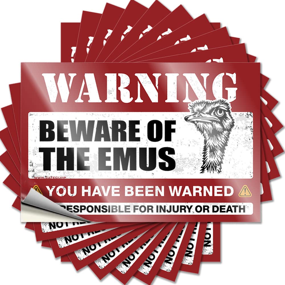 Decal Farmhouse Outdoor Decor Peel and Stick - Beware of Emus Water Books Waterproof Vinyl for Interesting(6X9CM)