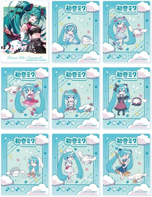 Hatsune Miku x Cinnamoroll 04 [Collaboration Illustration] Acrylic Card Complete Set of 9 Pieces Box