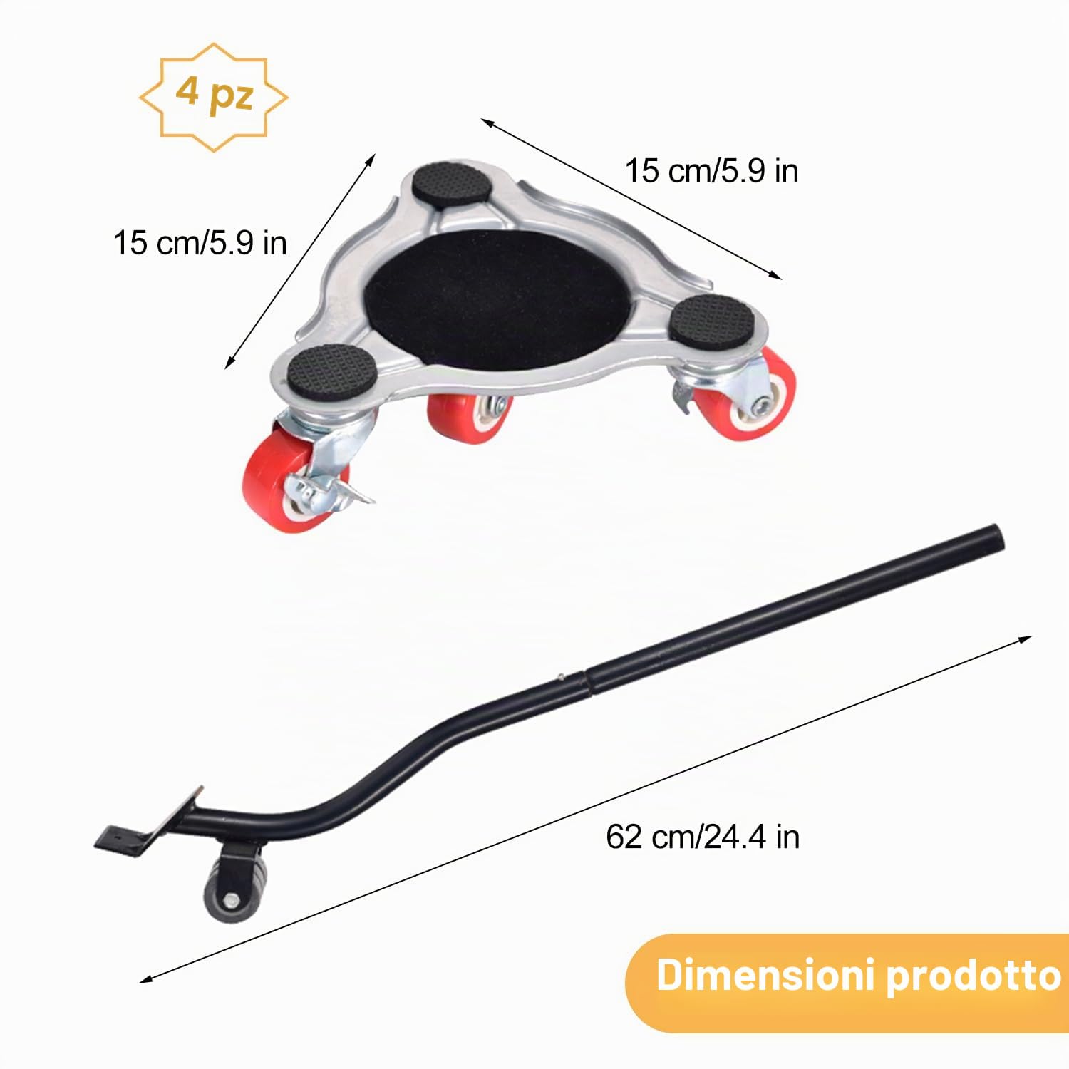 Kit Sposta Mobili con Ruote, 5 Pezzi Ruote Girevoli per Spostare Mobili, Carico Fino a 400kg, Rotelle per Mobili Pesanti, Sollevatore Mobili, Ruote per Carrello con Freno, Rotelle per Lavatrice