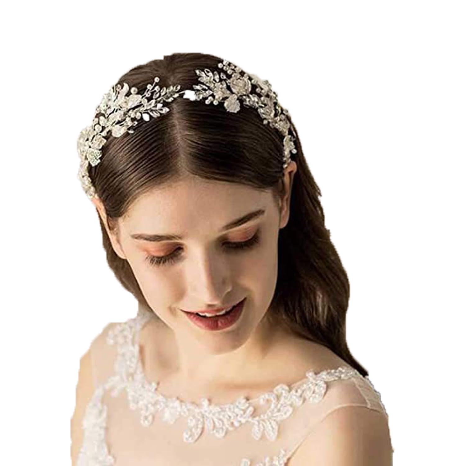 Amazon.com: WYSJYBHJ Alloy Leaf Rhinestone Pearl Hair Band 