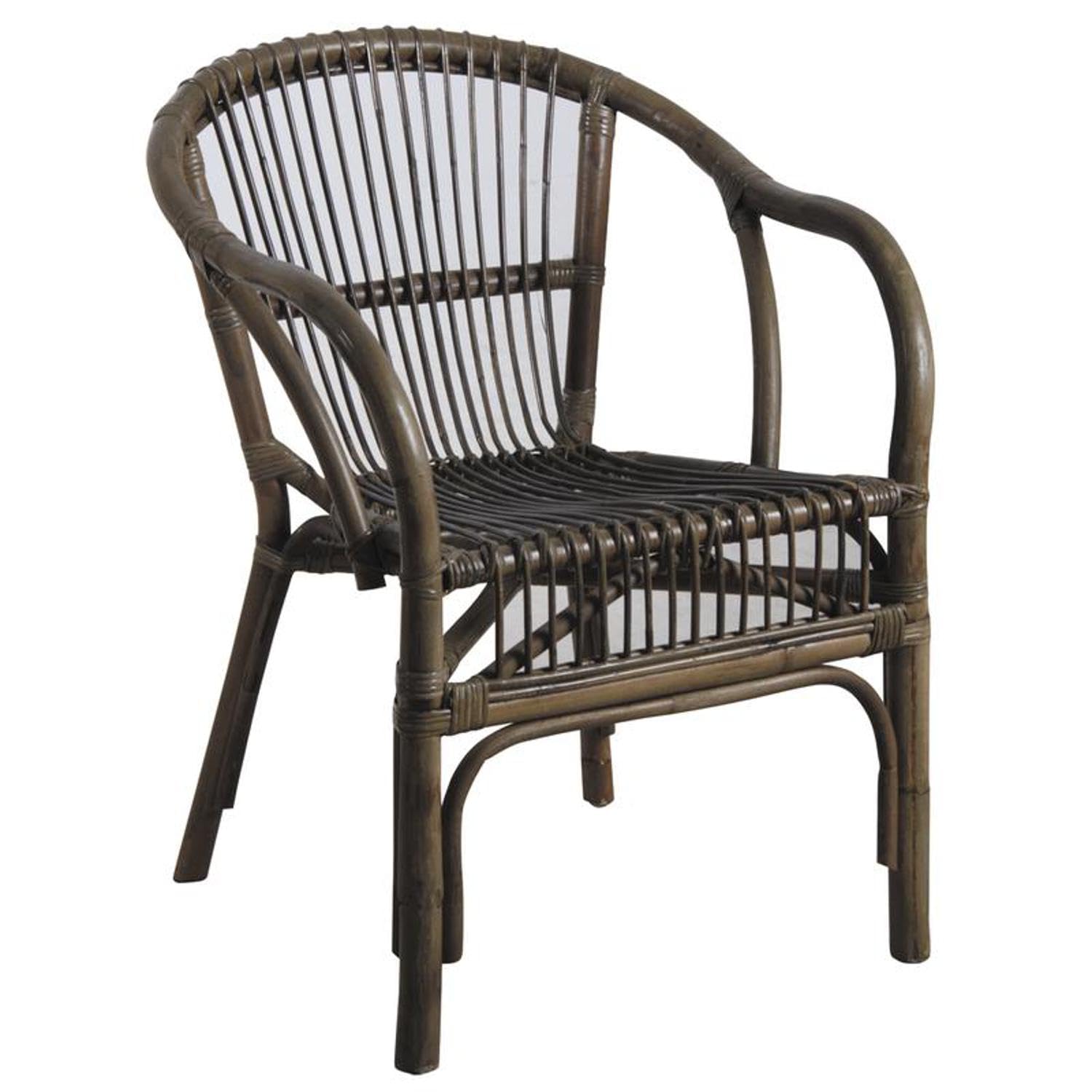 AUBRY GASPARD Fauteuil en Rotin Gris Bandung Dimensions 56 x 63 x 79 cm | Hauteur d'Assise 44,5 cm - Élégance Discrète et Confort Optimal - Parfait pour Salon - Léger - Entretien Facile