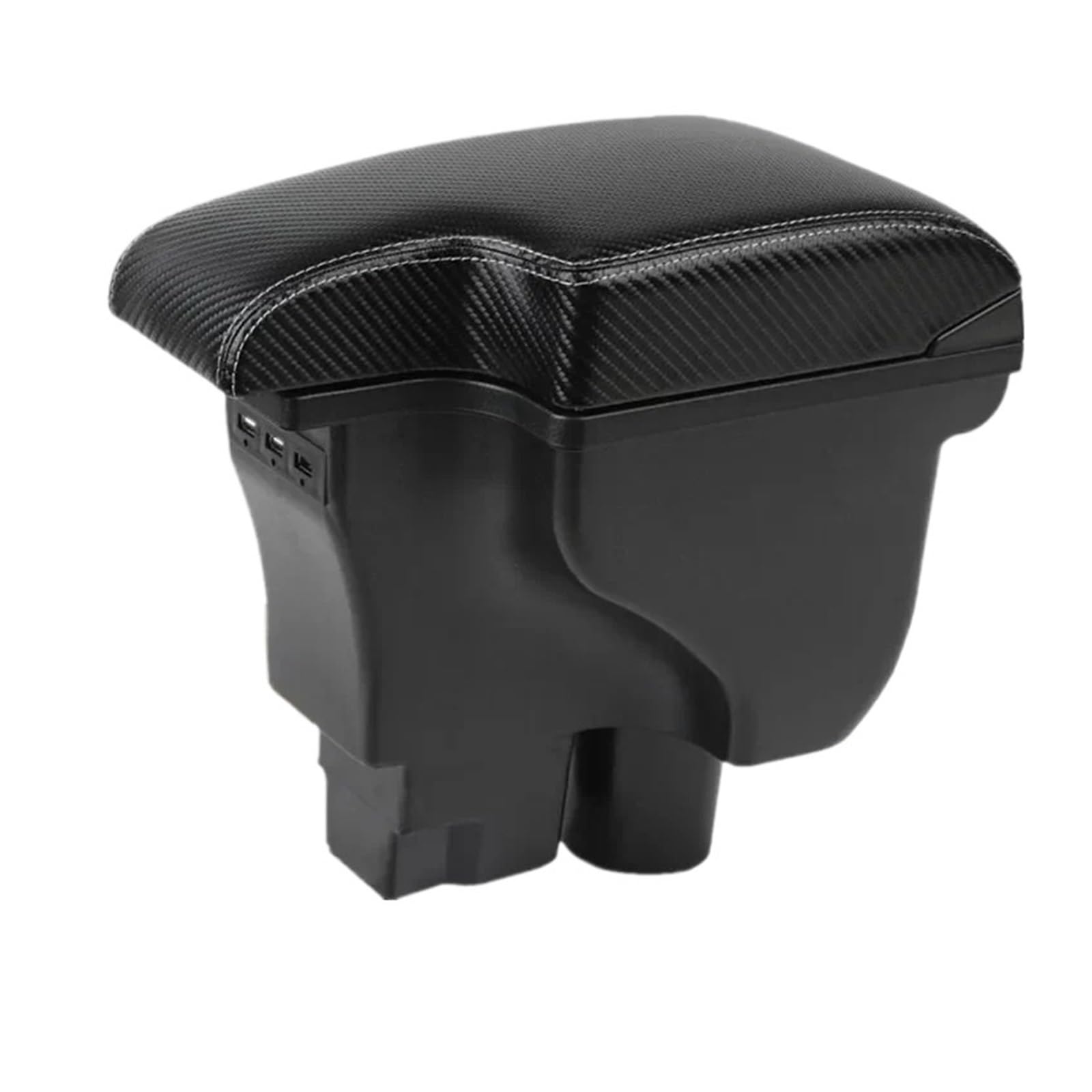 Ecbugat 4C Leather 3Usb For Chevrolet For Sail 3 For Aveo 2014-2024 Car Armrest Box Dedicated Retrofit Storage Accessories Car Armrest Box(4C Leather 3Usb)