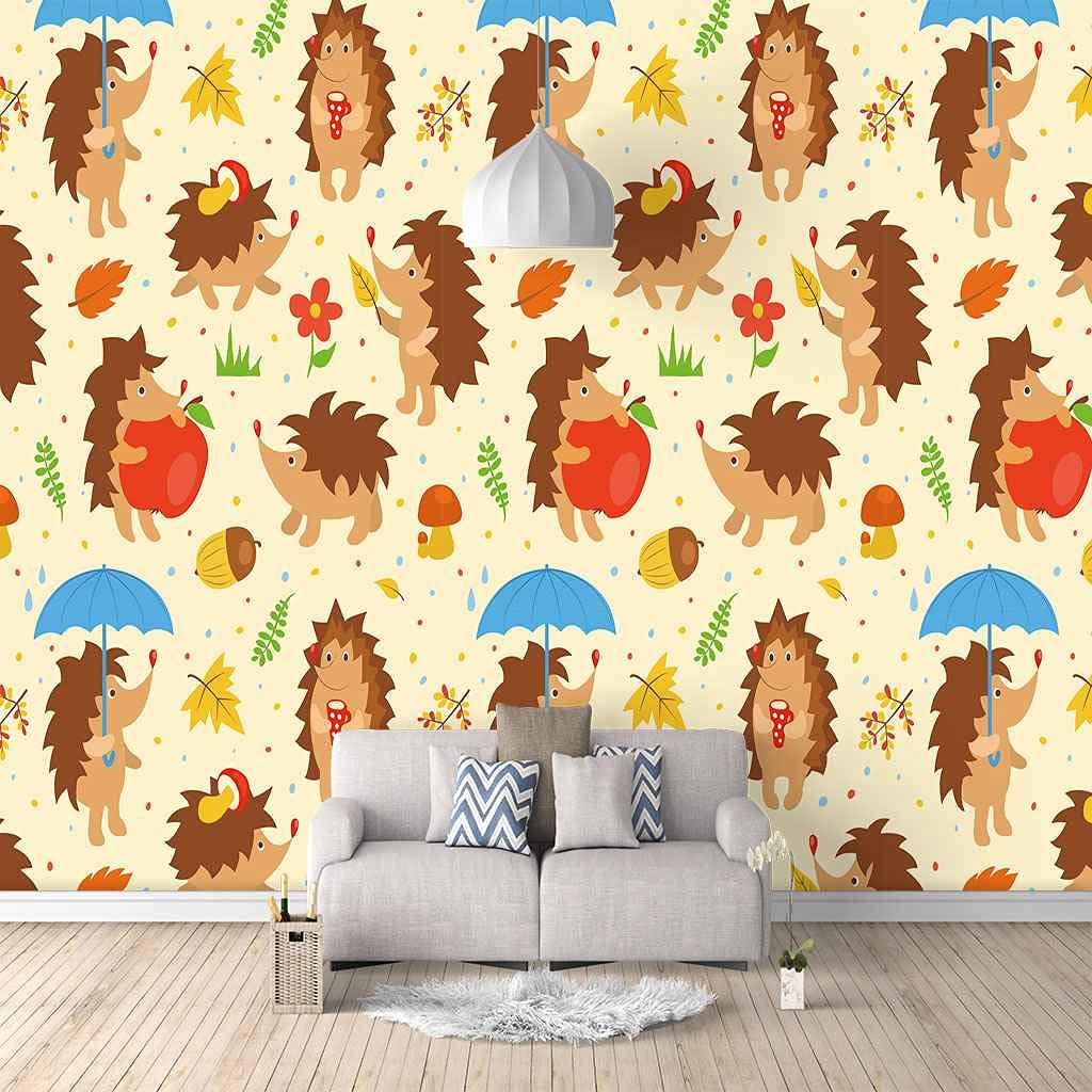 Poster géant mural hérisson 3D pour la décoration du salon familial
