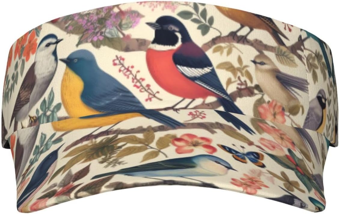 Birds in My Garden Sports Sun Visor for Men Women Adjustable Empty Top Baseball Cap Outdoor Golf Running Sun Caps Black