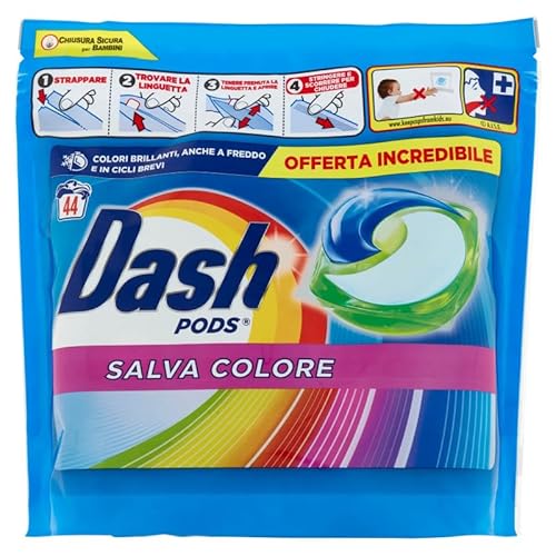 Dash Pods Detersivo Lavatrice In Capsule, Salvacolore, 55 Lavaggi 1072,5 G