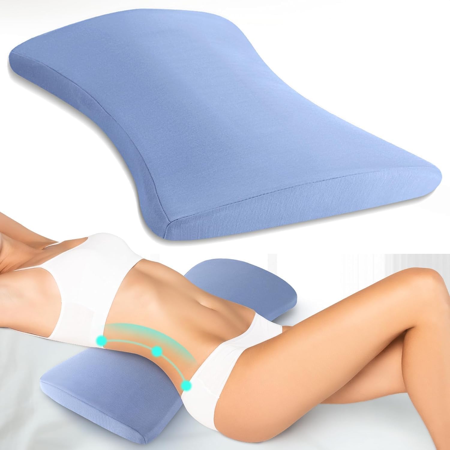Hydomi Oreiller de soutien lombaire pour soulager les douleurs dorsales : oreiller bas du dos pour dormir – Oreiller de taille en mousse à mémoire de forme – Coussin traversin de dos pour les