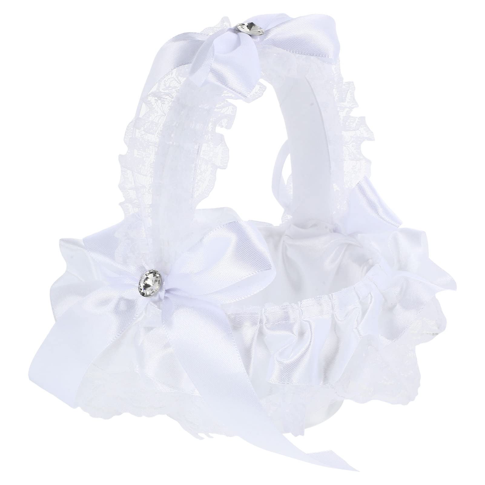 VOSAREA Pearl Decor Wedding Basket Girl Baskets Elegant Basket Lace Basket Ceremony Party Basket for Wedding Party Supplies White Decor