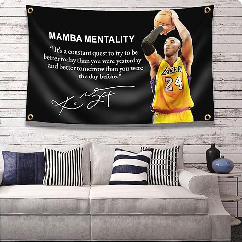 Miniatura 2 de Tapiz de bandera de Kobe para baloncesto, póster inspirador para colgar, arte de pared, tapiz de mamba, mentalidad, 3 x 5 pies