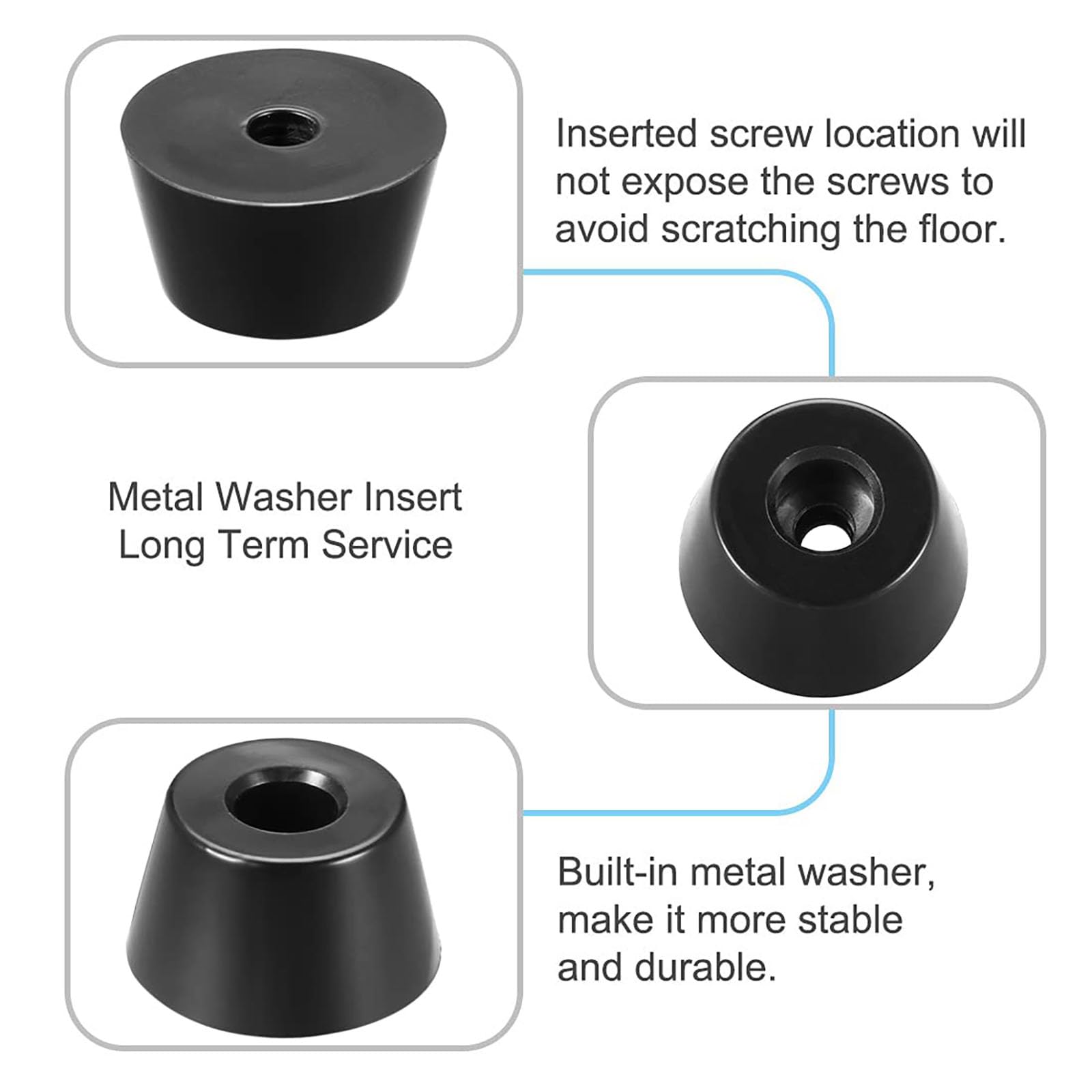 Recogwood 4Pcs Round Rubber Feet - Image 3