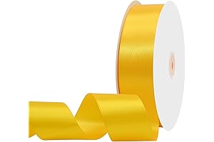 Maclemon 1-1/2 Inch Yellow Ribbon, 100 Yards Satin Fabric