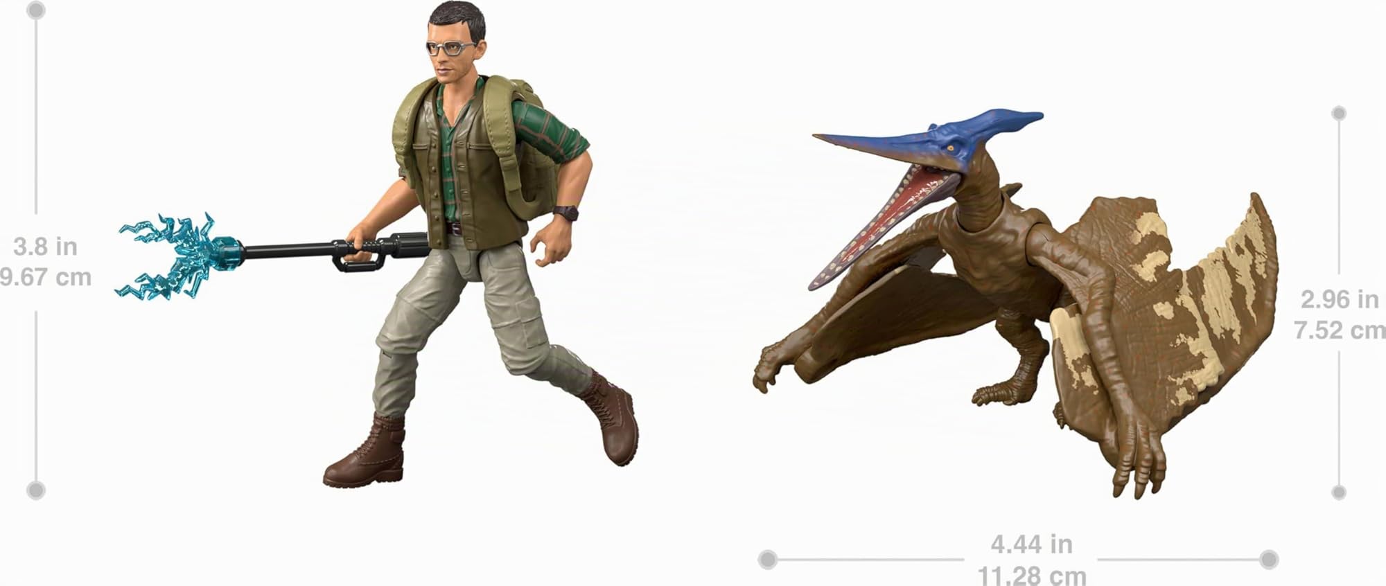 Mattel Jurassic World Rebirth Human & Dinosaur Figure Pack, Dr Henry Loomis & Pteranodon, film accurato in scala da 9,5 cm, snodabile da collezione
