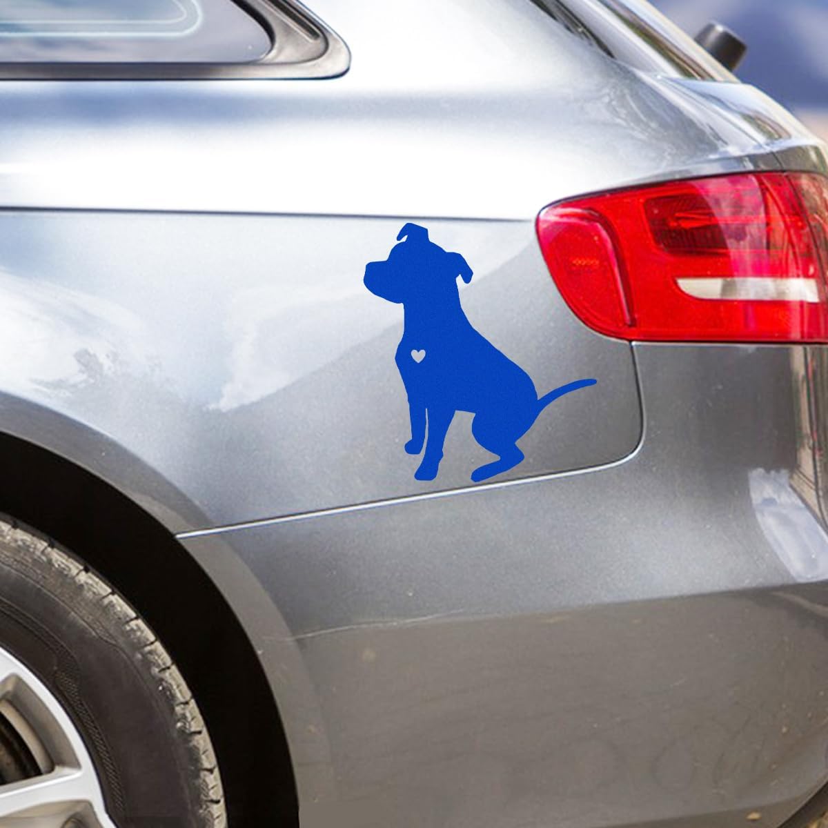 Reflective Pit Bull Dog Love Heart Car Sticker Decal, Cute Vinyl Puppy Auto Window Decal Decoration, Trendy Waterproof Vehicle Bumper Sticker Exterior Accessories for Car Wall (White)
