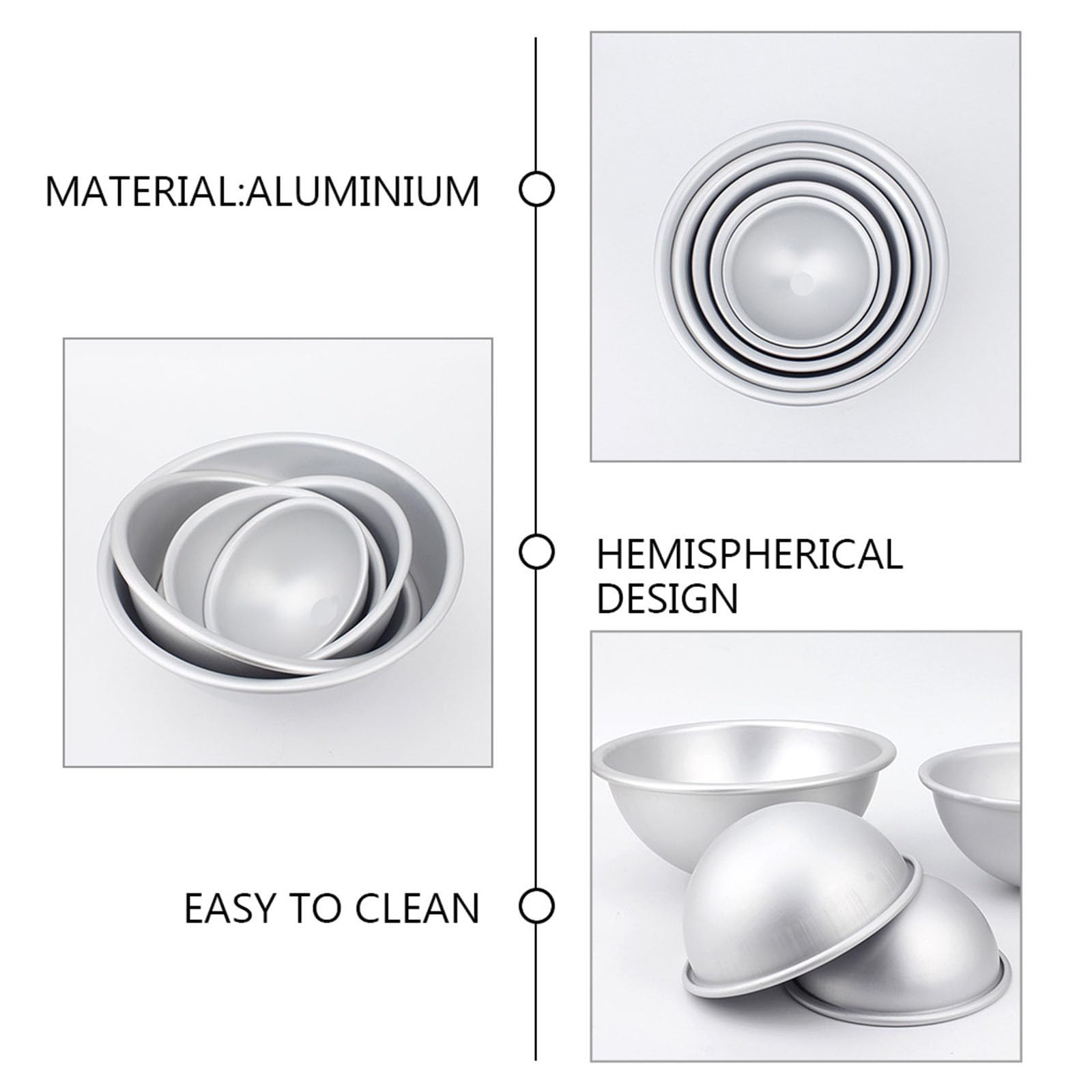 Molde para Tartas de 6 Pulgadas Forma de Semiesfera de Aleación de Aluminio Resistente al Calor y Antiadherente, Pack de 3 Piezas para Repostería y Decoración de Fútbol