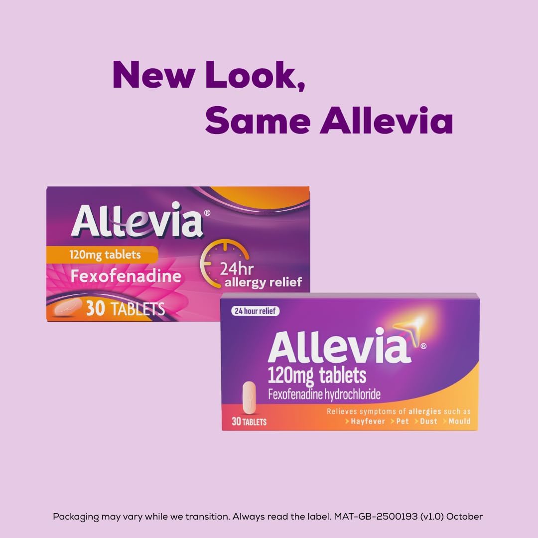 Allevia Hayfever Allergy Tablets, Prescription Strength 120 mg Fexofenadine, 24hr Relief A - Analyse des détails et conception