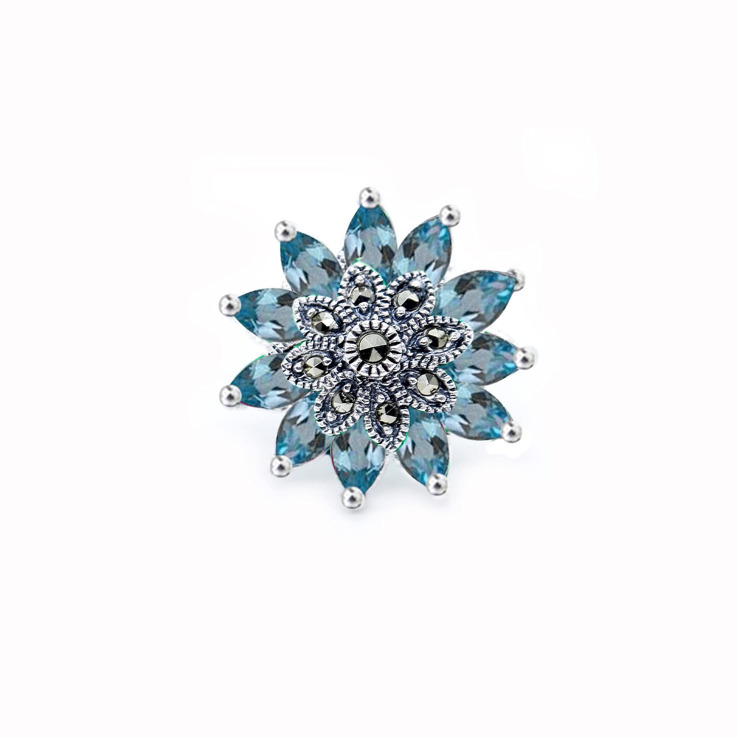 JSAJ 92.5 STERLING SILVER BLUETOPAZ WITH MARACASITE STONE WIRE NOSE PIN FOR GIRLS AND WOMENS (B0965V3H2Q) Amazon Price History, Amazon Price Tracker