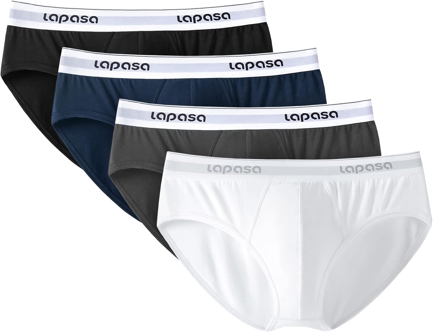 LAPASA Men's Briefs 4 Pack Cotton Underwear Stretch Ergonomic Bulge