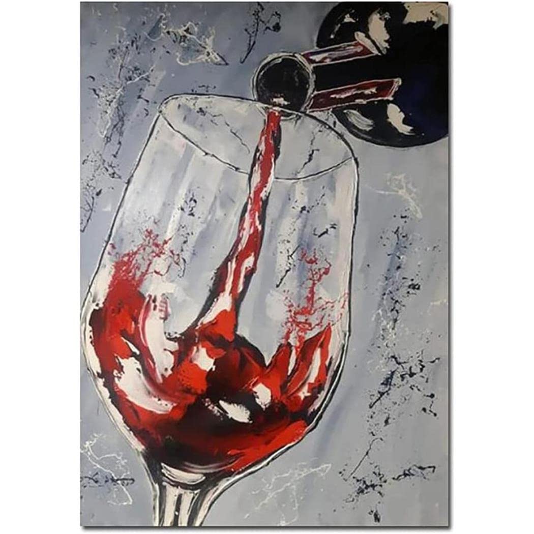 Kit Peinture Par Numéros – Paysage Fruits Et Vin Rouge – Toile 30x40 Cm Avec Cadre – Pinceaux Inclus – Idée Cadeau Créative