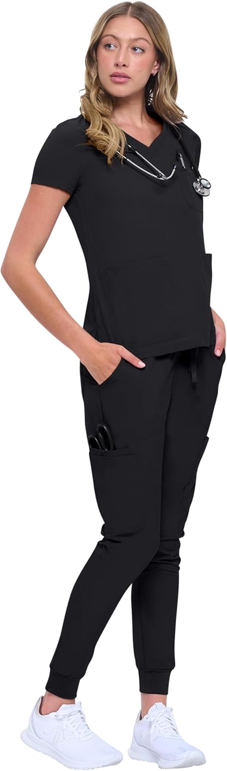 Natural Uniforms Womens 10 Pocket Cool Stretch Jogger Scrub Set - Image 4