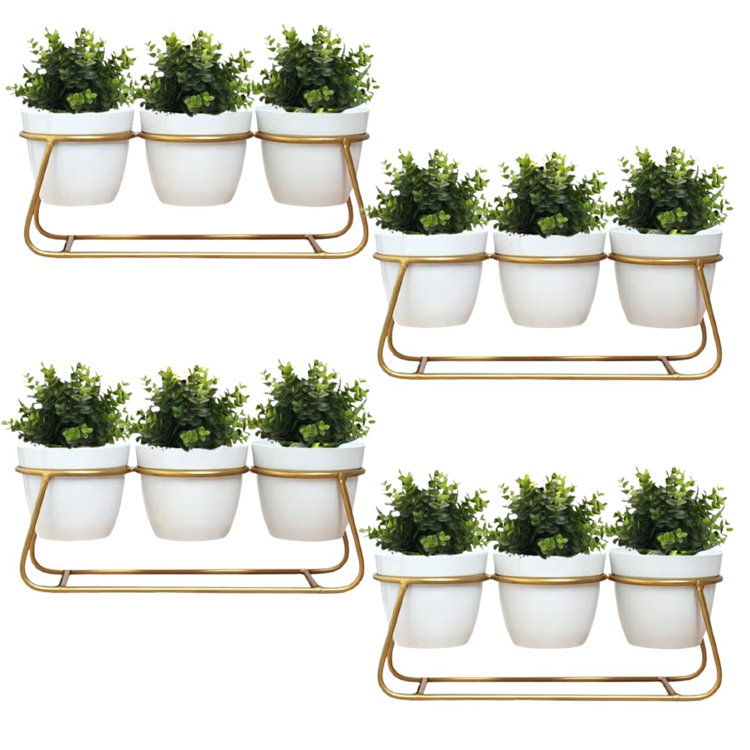 CS3HUB Trio Metal Planter with Stand | Tabletop Item | Home Decor Item | Living Room Planter | Decorative Pot for Garden - Pack of 4 (B0CQHSHFZ7) Amazon Price History, Amazon Price Tracker
