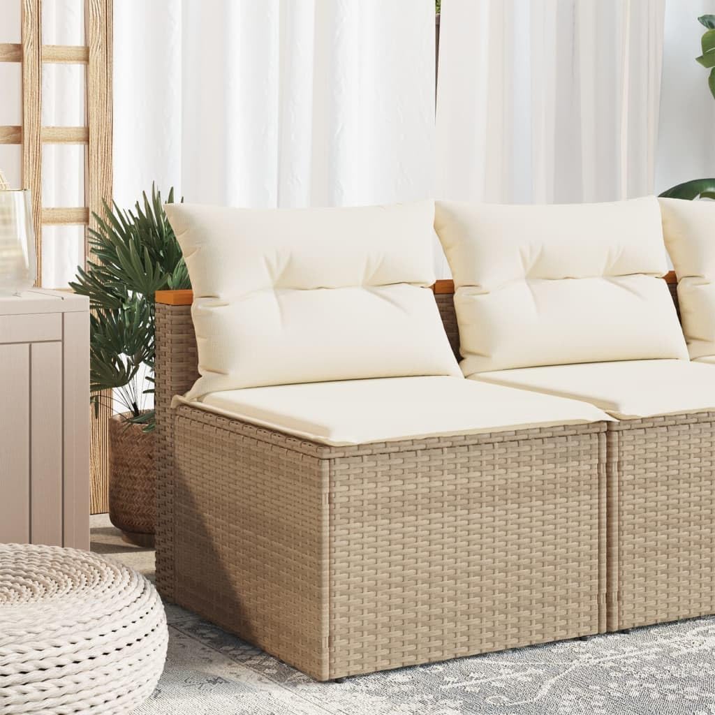 Beige PE Rattan Medium Modular Garden Sofa Square, Outdoor Lounge Set, Patio Furniture, Durable All-Weather Seating for Balcony & Terrace Patio Chair