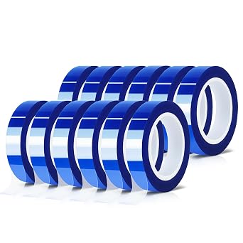 MEBMIK 12 Rolls 10mm x16m52FT Blue Heat Tape High Temperature Heat Resistant Tape Heat Transfer Tape for Heat Sublimation Press Vinyl,No Residue