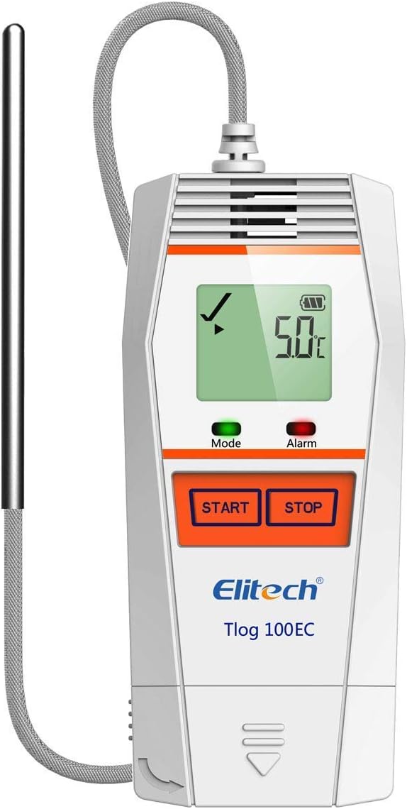 Tlog 100EC Ultra Low Temperature Data Logger, Temperature Data Recorder with External Sensor, 32000 Points, PDF Report, USB 2.0