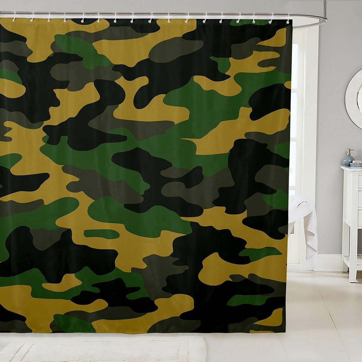 Erosebridal Beach Shower Curtain for Bathroom, Palm Tree Leaf Bath Curtain, Sea Ocean Sunset Decor Collection for Teens Adult Women, Tropical Botanical Waterproof Cloth with 12 Hooks, 72" W x 78" L
